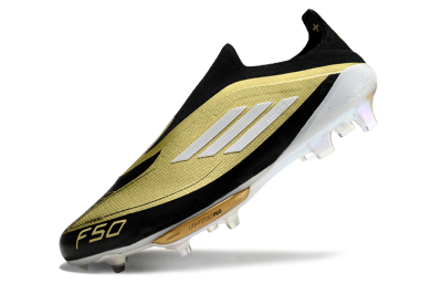 Adidas F50+ Lightstrike Pro Laceless FG Firm Ground Soccer Cleats - Gold/Black/White