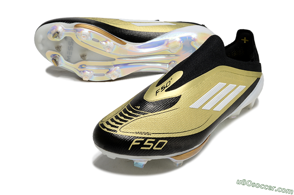 Adidas F50+ Lightstrike Pro Laceless FG Firm Ground Soccer Cleats - Gold/Black/White 3