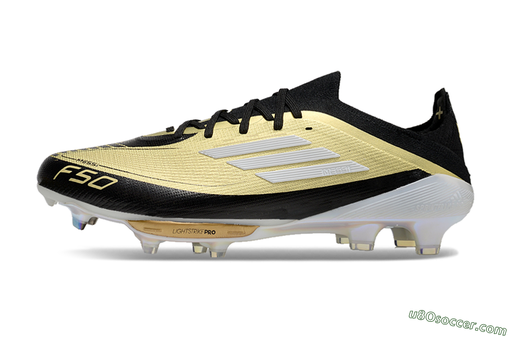 Adidas F50+ Lightstrike Pro FG Firm Ground Soccer Cleats - Gold/Black/White 2