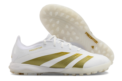 Adidas Predator 24 Elite TF Artificial Turf Soccer Shoes - Beige/White/Gold