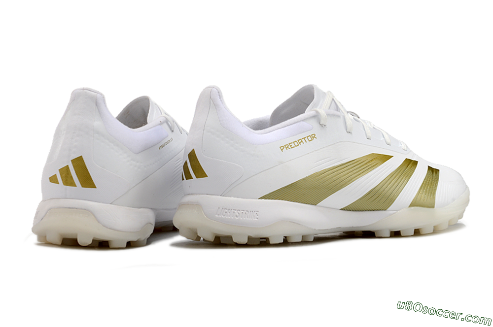 Adidas Predator 24 Elite TF Artificial Turf Soccer Shoes - Beige/White/Gold 6