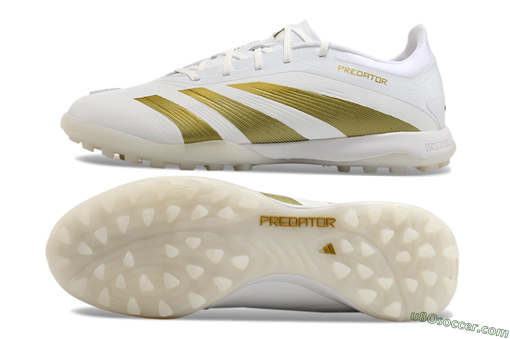 Adidas Predator 24 Elite TF Artificial Turf Soccer Shoes - Beige/White/Gold 0