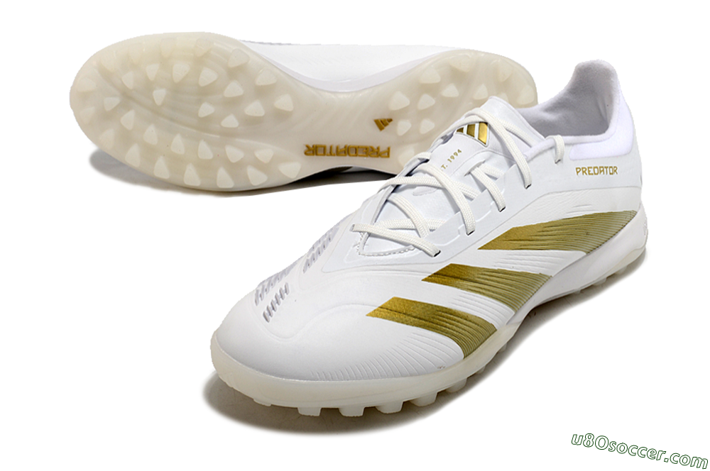 Adidas Predator 24 Elite TF Artificial Turf Soccer Shoes - Beige/White/Gold 3