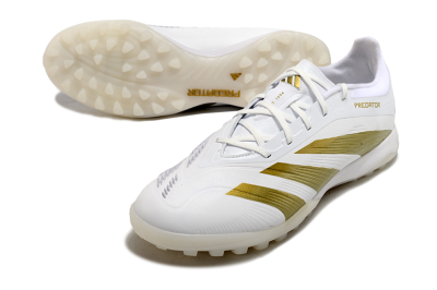 Adidas Predator 24 Elite TF Artificial Turf Soccer Shoes - Beige/White/Gold