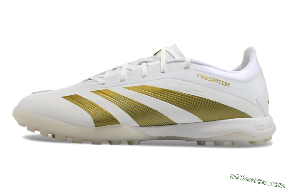 Adidas Predator 24 Elite TF Artificial Turf Soccer Shoes - Beige/White/Gold 2