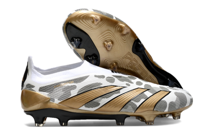 Adidas Predator Elite 24 Laceless FG Firm Ground Soccer Cleats - White/Black/Gold