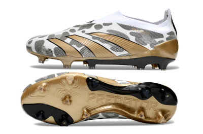 Adidas Predator Elite 24 Laceless FG Firm Ground Soccer Cleats - White/Black/Gold
