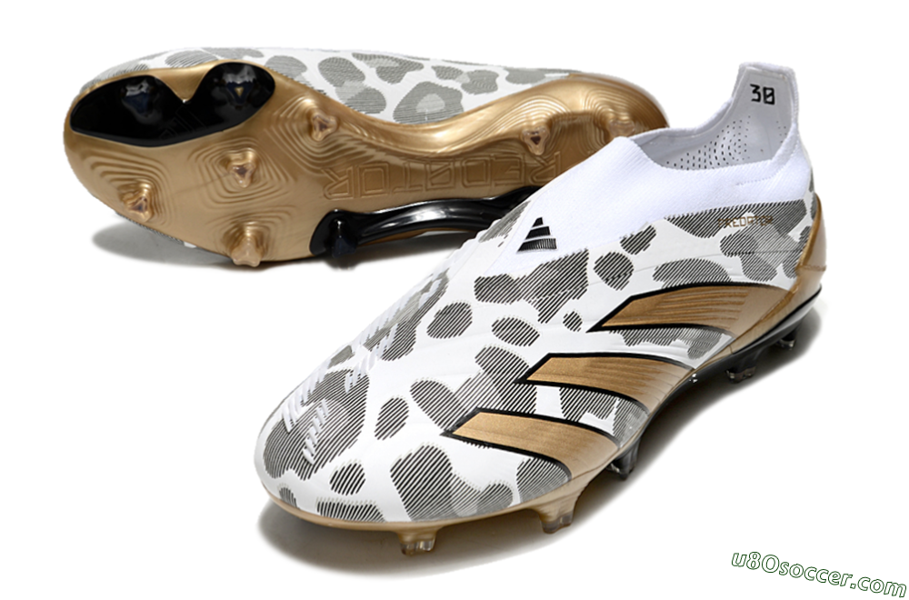 Adidas Predator Elite 24 Laceless FG Firm Ground Soccer Cleats - White/Black/Gold 3
