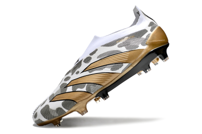 Adidas Predator Elite 24 Laceless FG Firm Ground Soccer Cleats - White/Black/Gold