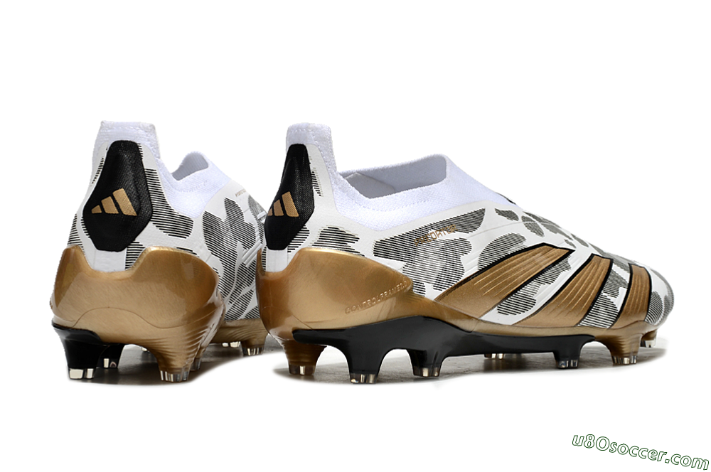 Adidas Predator Elite 24 Laceless FG Firm Ground Soccer Cleats - White/Black/Gold 6