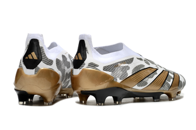 Adidas Predator Elite 24 Laceless FG Firm Ground Soccer Cleats - White/Black/Gold