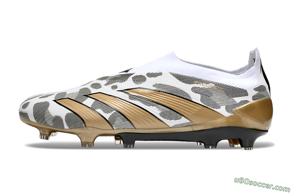 Adidas Predator Elite 24 Laceless FG Firm Ground Soccer Cleats - White/Black/Gold 2