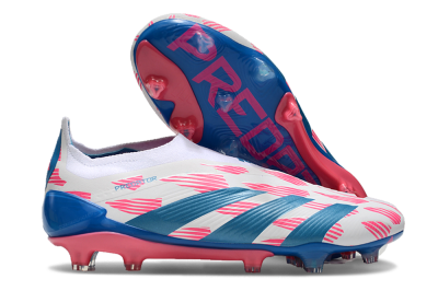 Adidas Predator Elite 24 Laceless FG Firm Ground Soccer Cleats - White/Pink/Blue