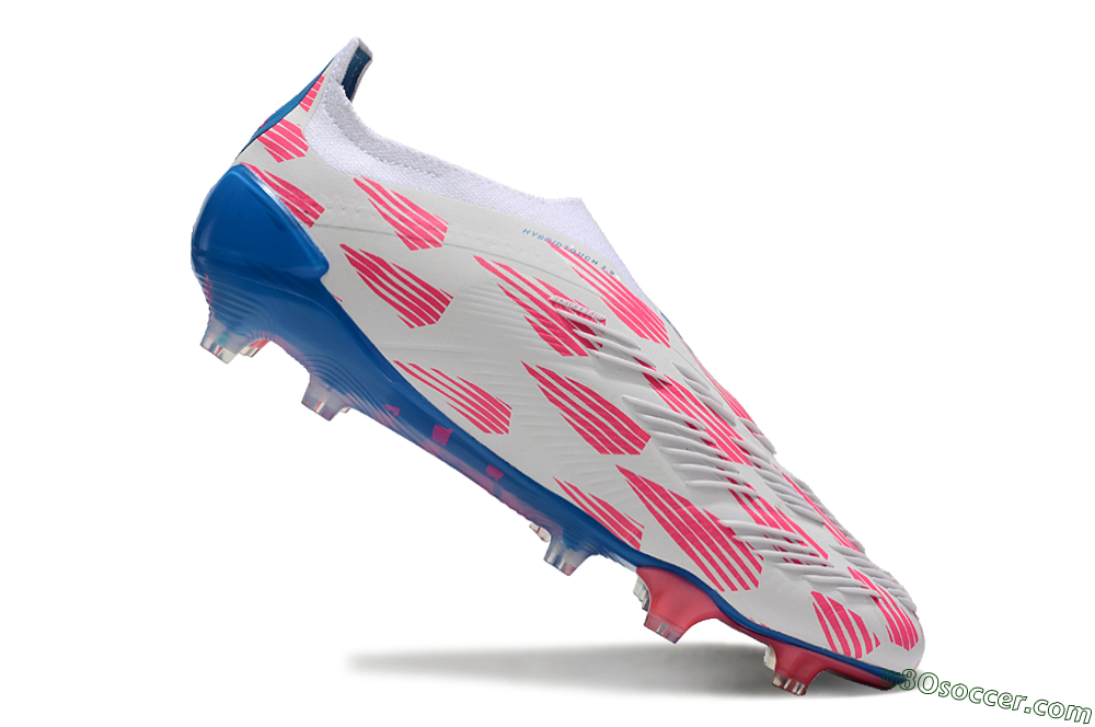 Adidas Predator Elite 24 Laceless FG Firm Ground Soccer Cleats - White/Pink/Blue 4