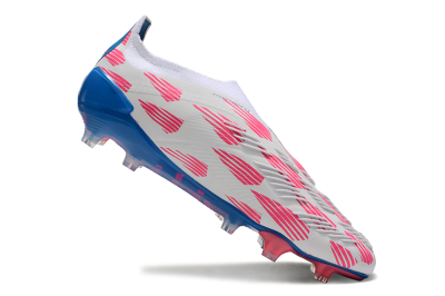 Adidas Predator Elite 24 Laceless FG Firm Ground Soccer Cleats - White/Pink/Blue
