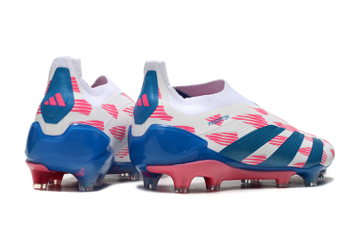 Adidas Predator Elite 24 Laceless FG Firm Ground Soccer Cleats - White/Pink/Blue