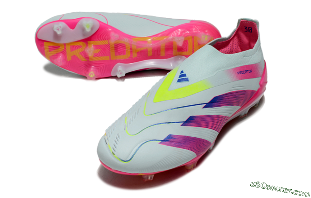 Adidas Predator Elite 24 Laceless FG Firm Ground Soccer Cleats - Jade/Blue/Pink 3
