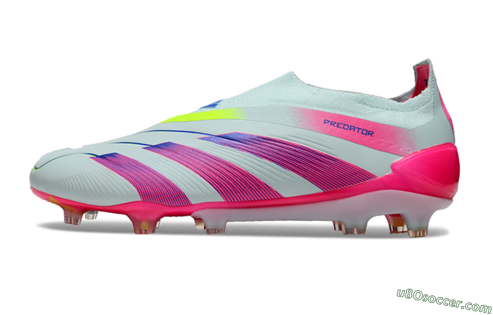 Adidas Predator Elite 24 Laceless FG Firm Ground Soccer Cleats - Jade/Blue/Pink 2