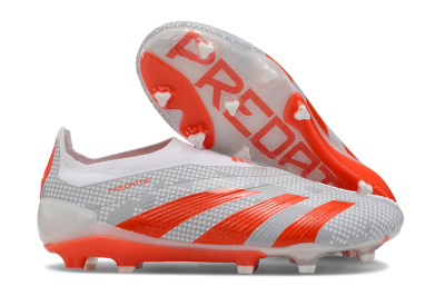 Adidas Predator Elite 24 Laceless FG Firm Ground Soccer Cleats - Grey/Red/White