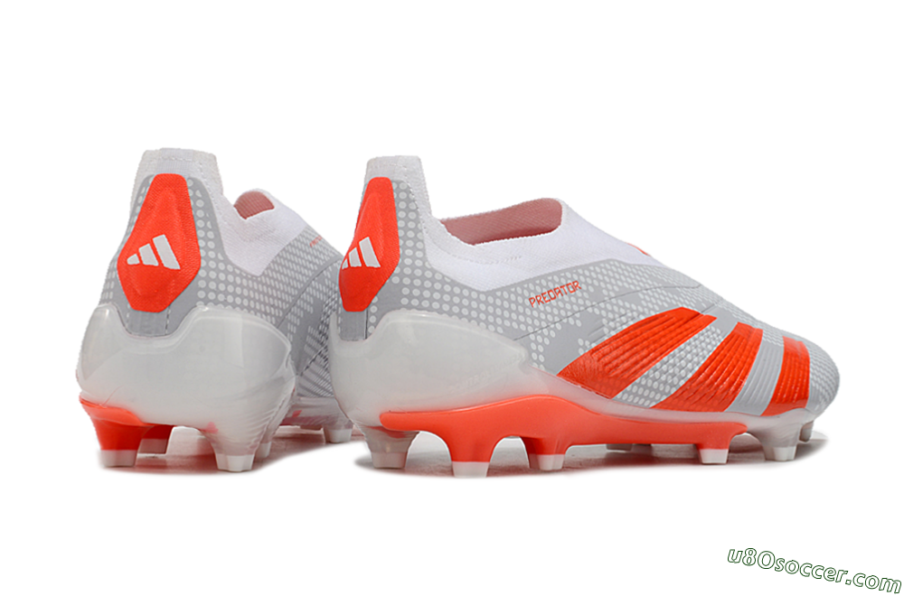 Adidas Predator Elite 24 Laceless FG Firm Ground Soccer Cleats - Grey/Red/White 6