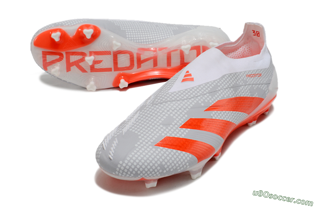 Adidas Predator Elite 24 Laceless FG Firm Ground Soccer Cleats - Grey/Red/White 3