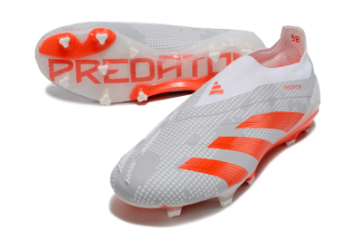 Adidas Predator Elite 24 Laceless FG Firm Ground Soccer Cleats - Grey/Red/White