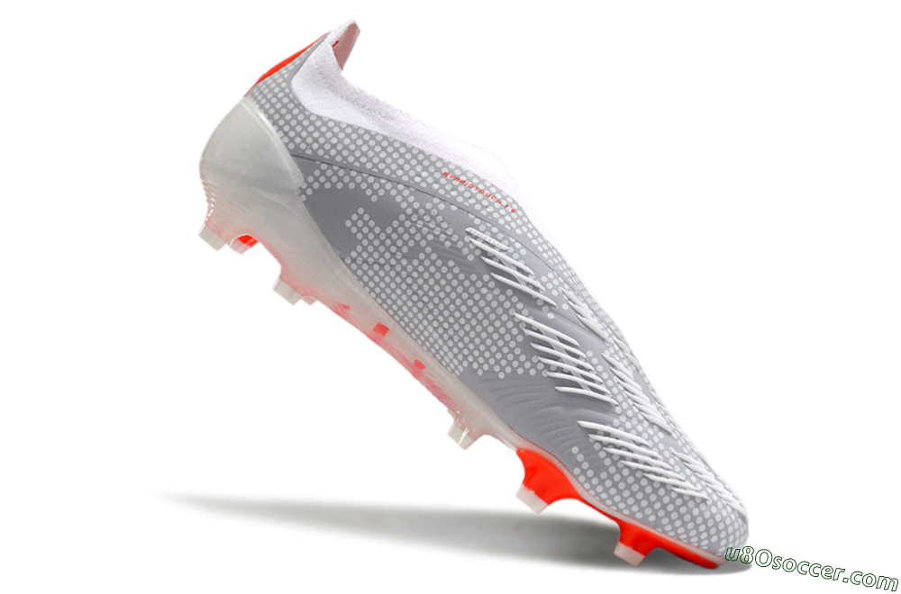 Adidas Predator Elite 24 Laceless FG Firm Ground Soccer Cleats - Grey/Red/White 4