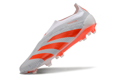 Adidas Predator Elite 24 Laceless FG Firm Ground Soccer Cleats - Grey/Red/White