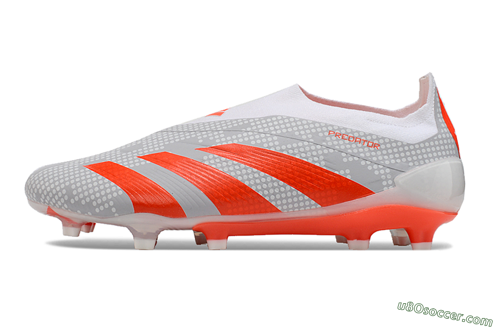 Adidas Predator Elite 24 Laceless FG Firm Ground Soccer Cleats - Grey/Red/White 2