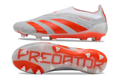 Adidas Predator Elite 24 Laceless FG Firm Ground Soccer Cleats - Grey/Red/White