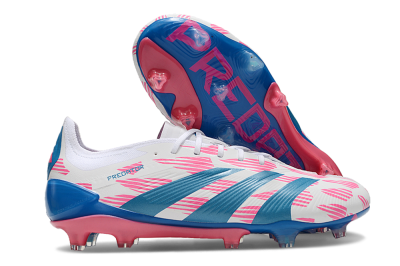 Adidas Predator 24 Elite FG Firm Ground Soccer Cleats - White/Pink/Blue