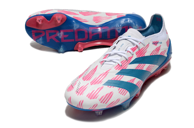 Adidas Predator 24 Elite FG Firm Ground Soccer Cleats - White/Pink/Blue