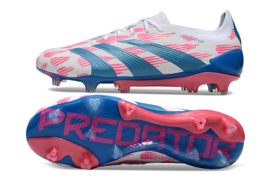 Adidas Predator 24 Elite FG Firm Ground Soccer Cleats - White/Pink/Blue