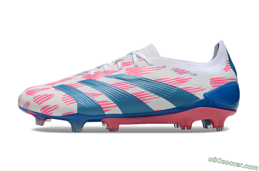 Adidas Predator 24 Elite FG Firm Ground Soccer Cleats - White/Pink/Blue 2