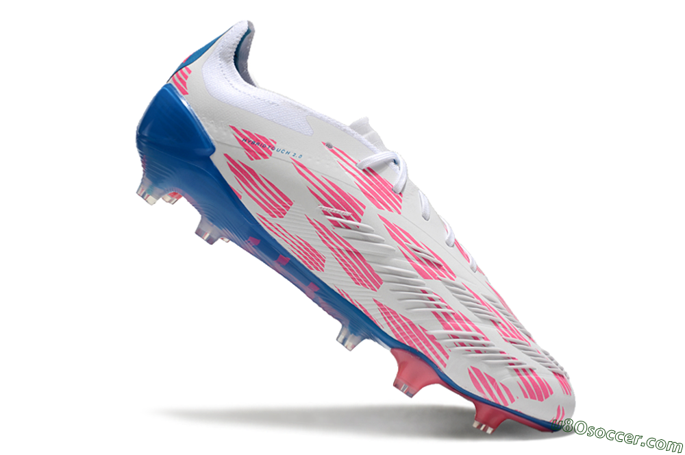 Adidas Predator 24 Elite FG Firm Ground Soccer Cleats - White/Pink/Blue 4