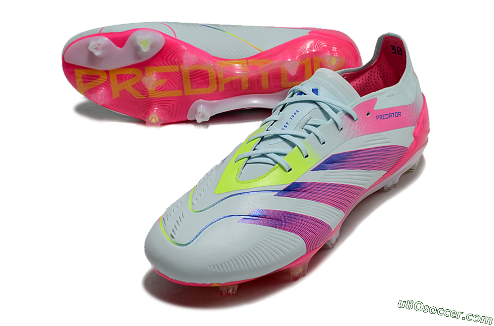 Adidas Predator 24 Elite FG Firm Ground Soccer Cleats - Jade/Blue/Pink 3