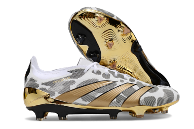 Adidas Predator 24 Elite FG Firm Ground Soccer Cleats - White/Black/Gold