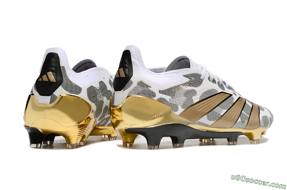 Adidas Predator 24 Elite FG Firm Ground Soccer Cleats - White/Black/Gold 6