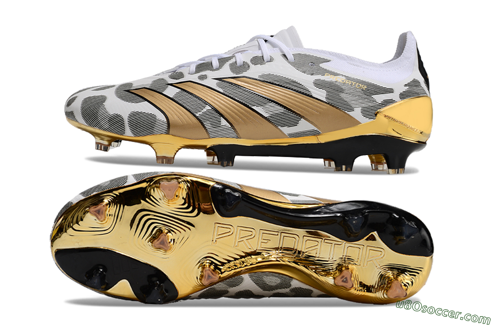 Adidas Predator 24 Elite FG Firm Ground Soccer Cleats - White/Black/Gold 0