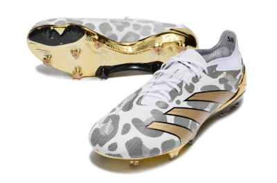 Adidas Predator 24 Elite FG Firm Ground Soccer Cleats - White/Black/Gold