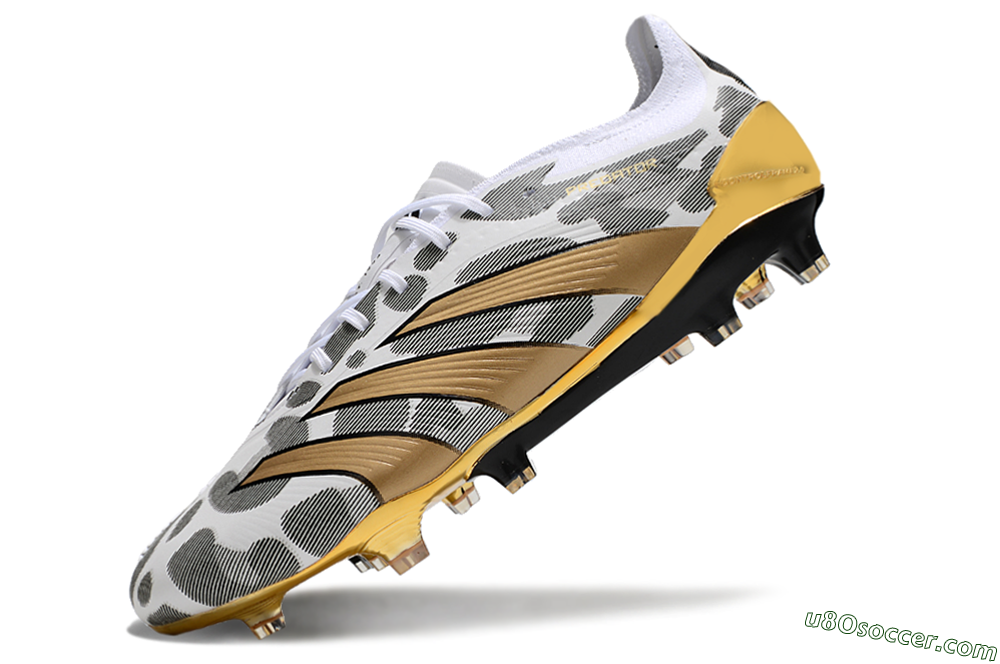 Adidas Predator 24 Elite FG Firm Ground Soccer Cleats - White/Black/Gold 5