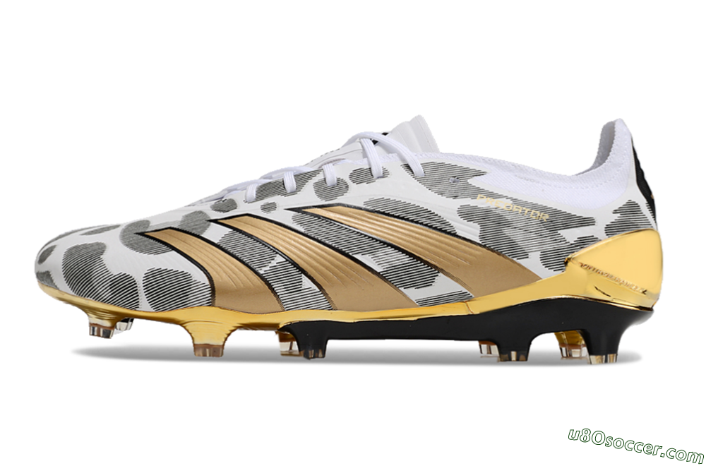Adidas Predator 24 Elite FG Firm Ground Soccer Cleats - White/Black/Gold 2