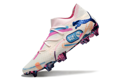 Puma Future Ultimate FG Firm Ground Soccer Cleats - White/Pink/Blue