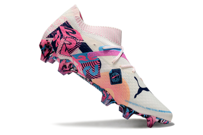 Puma Future Ultimate FG Firm Ground Soccer Cleats - White/Pink/Blue