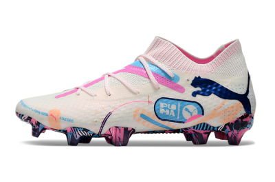 Puma Future Ultimate FG Firm Ground Soccer Cleats - White/Pink/Blue