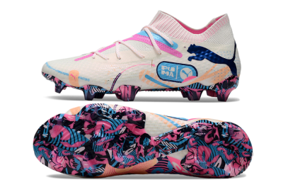 Puma Future Ultimate FG Firm Ground Soccer Cleats - White/Pink/Blue