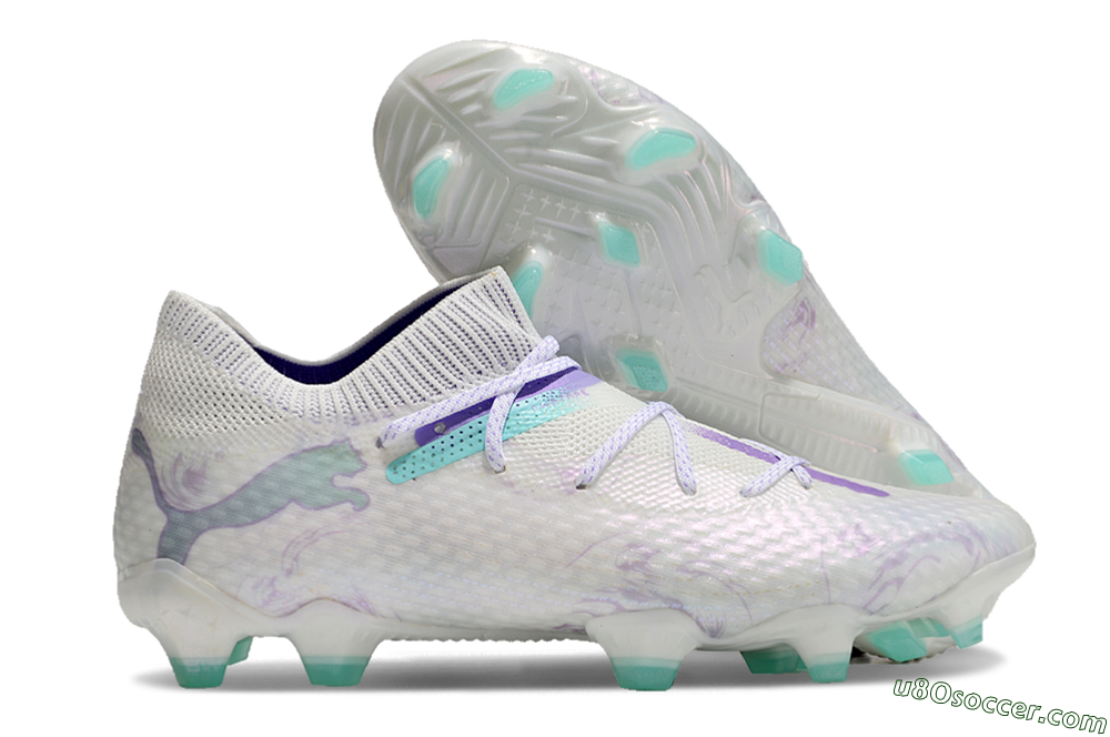 Puma Future Ultimate FG Firm Ground Soccer Cleats - White/Purple/Jade 1
