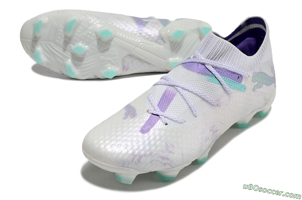Puma Future Ultimate FG Firm Ground Soccer Cleats - White/Purple/Jade 3