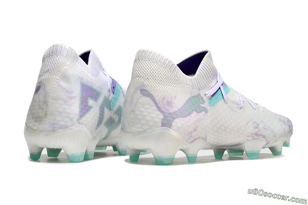 Puma Future Ultimate FG Firm Ground Soccer Cleats - White/Purple/Jade 6