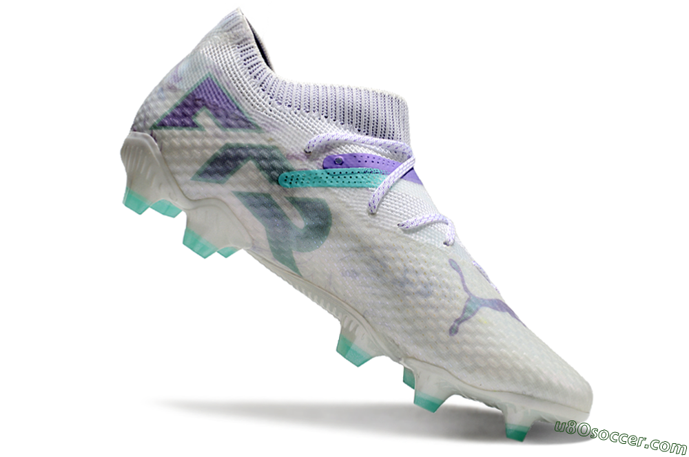 Puma Future Ultimate FG Firm Ground Soccer Cleats - White/Purple/Jade 4
